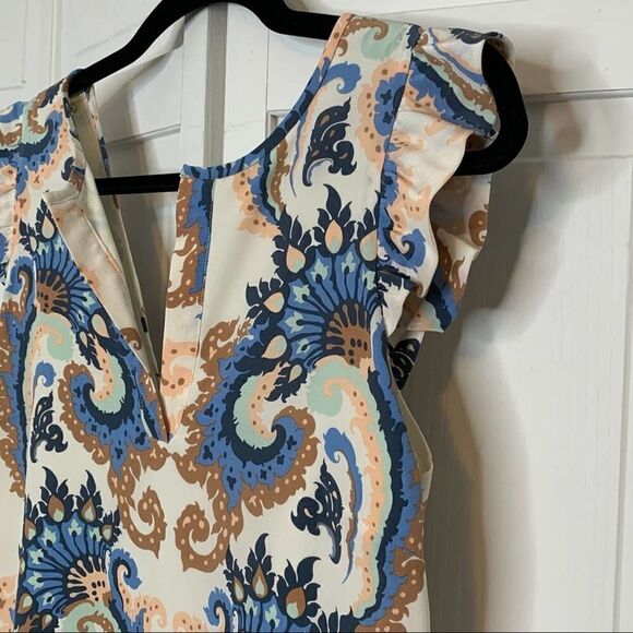 TIBI Cream Paisley Print Silk Mini with Open Back - Picture 2 of 7